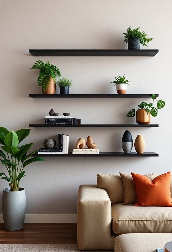 add stylish floating shelves