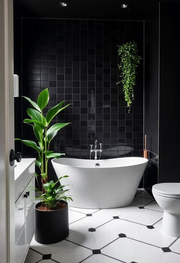 black and white bathroom decor