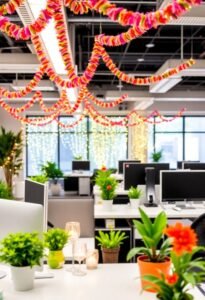 brighten workspace holiday decor