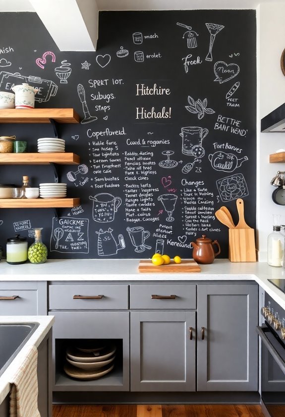 chalkboard painted wall surfaces