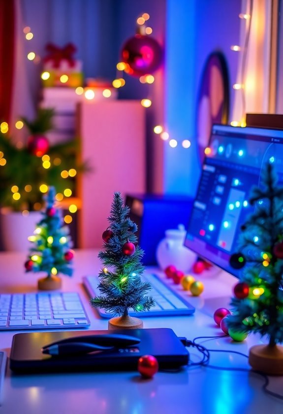 cheerful holiday workspace decor