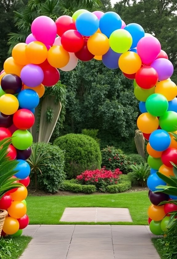 colorful balloon archway entrance