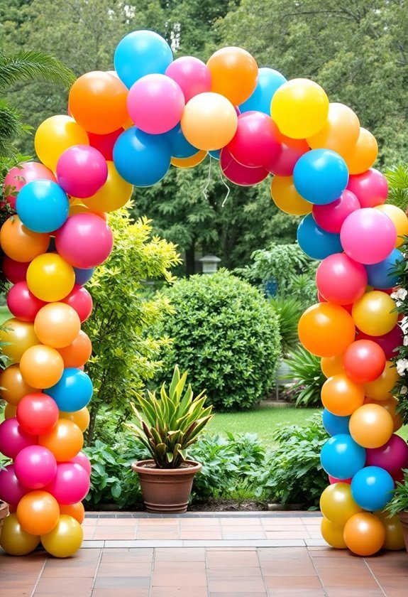 colorful balloon archway entrance