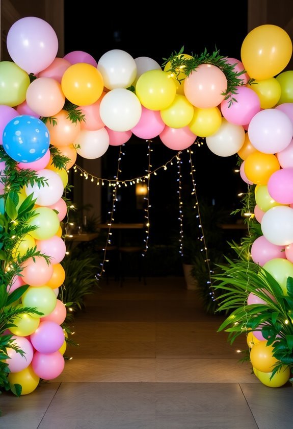 colorful balloon archway entrance