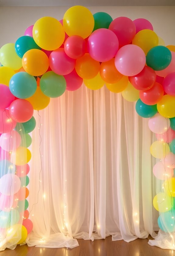 colorful balloon photo backdrop