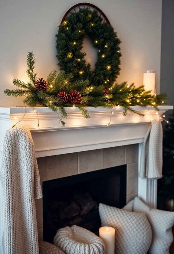 cozy winter mantel decor