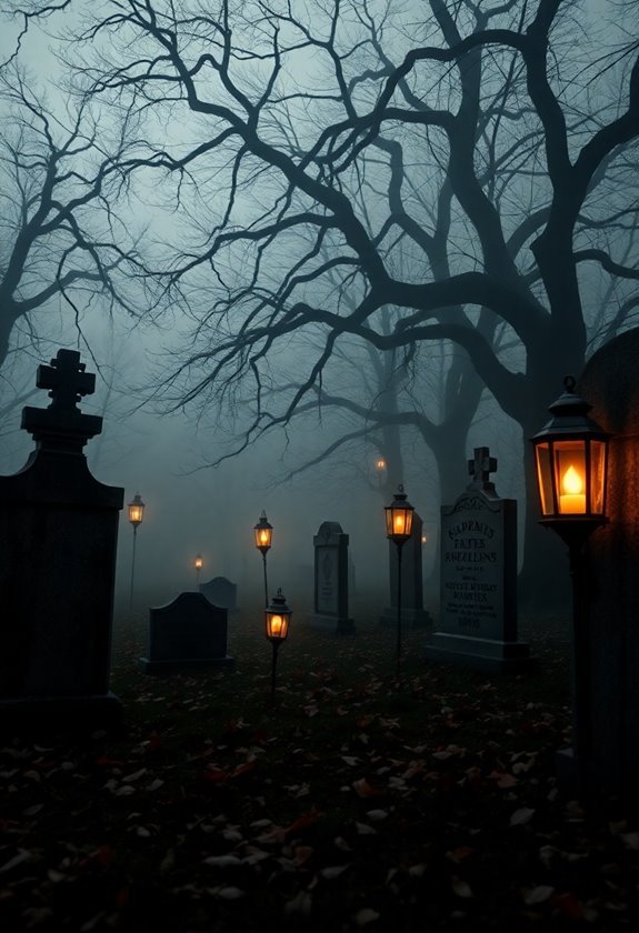 eerie tombstones and shadows