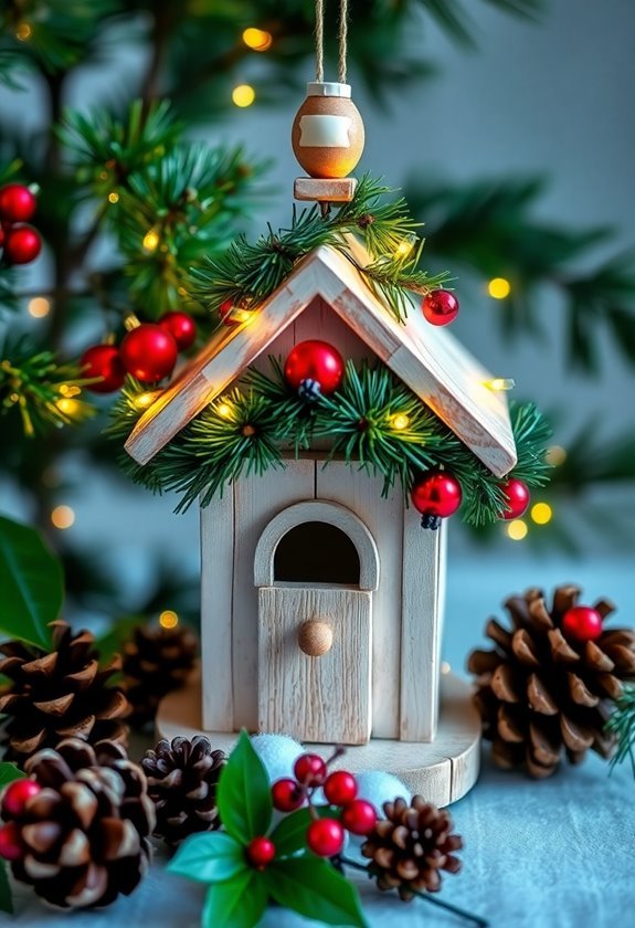 festive birdhouse holiday decor