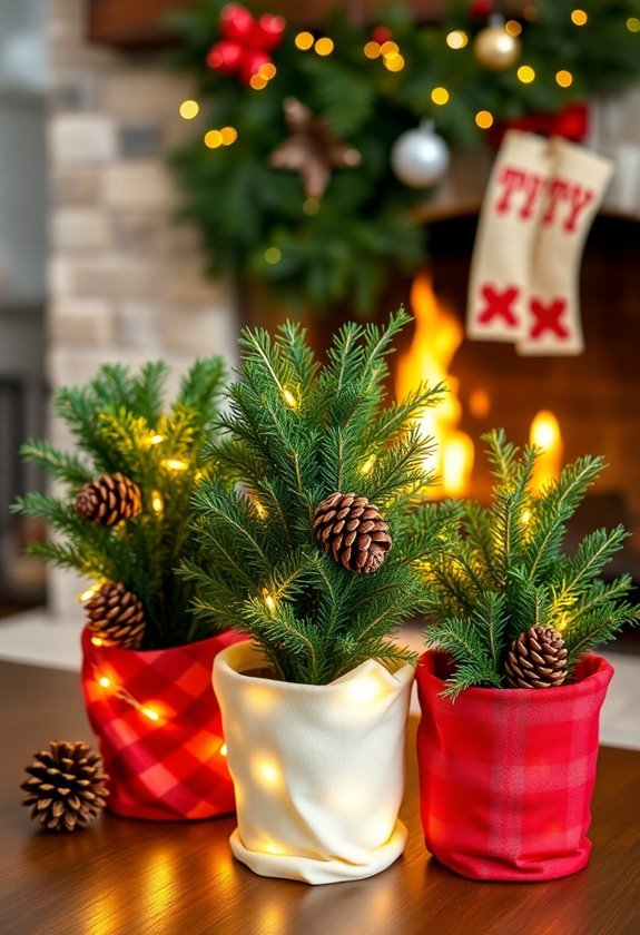 festive plant pot wrapping