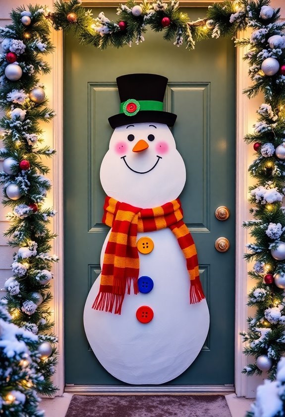 festive snowman door decor