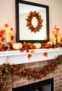 festive thanksgiving mantel decor