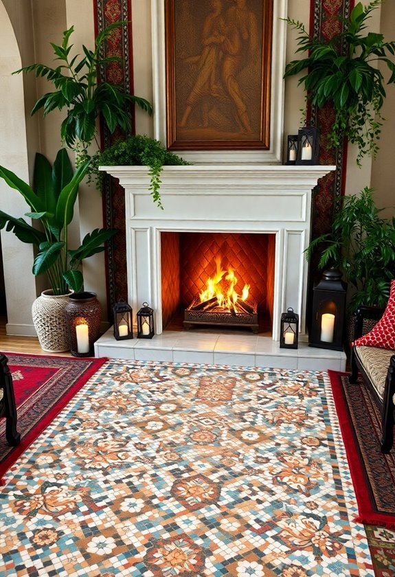 fireplace floor decoration ideas