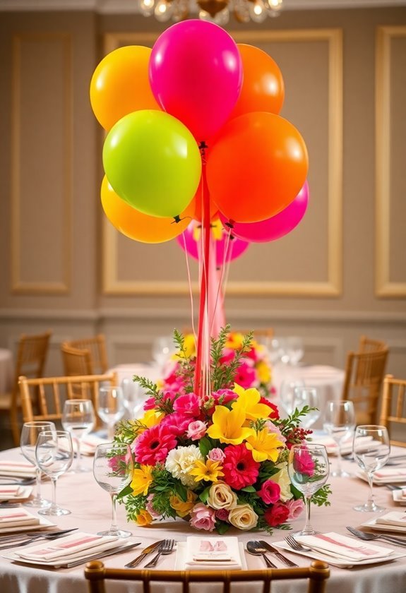 floral balloon table decorations