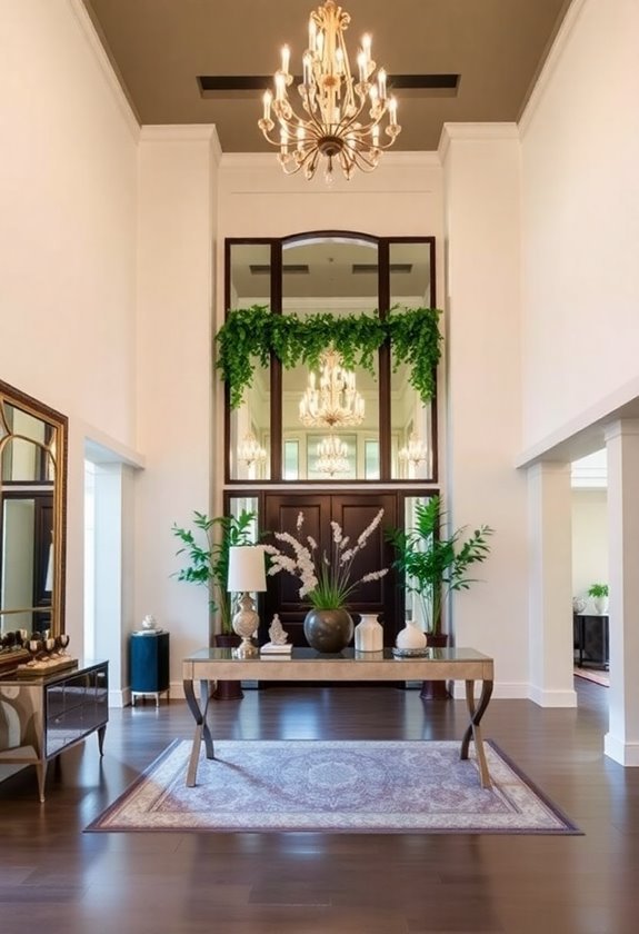 high ceiling foyer decor