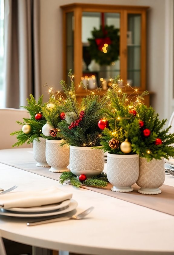 holiday decorations with planters