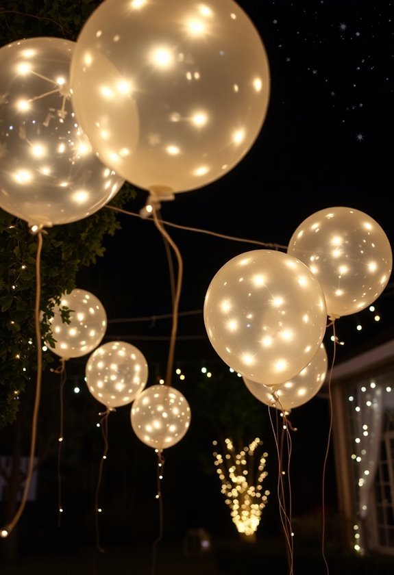 illuminated floating balloons display