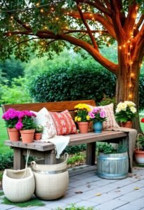 outdoor bench decor ideas