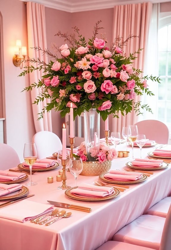 pink holiday table decor