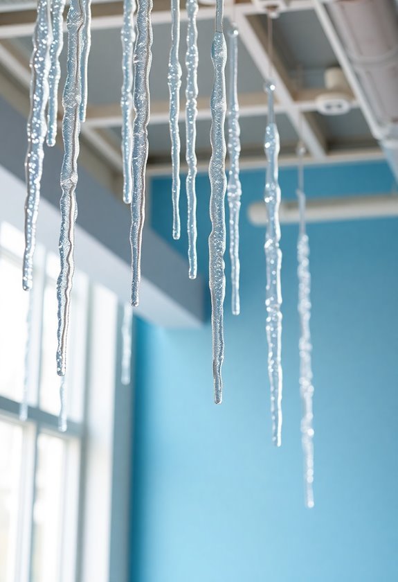 shimmering frozen decorations dangle