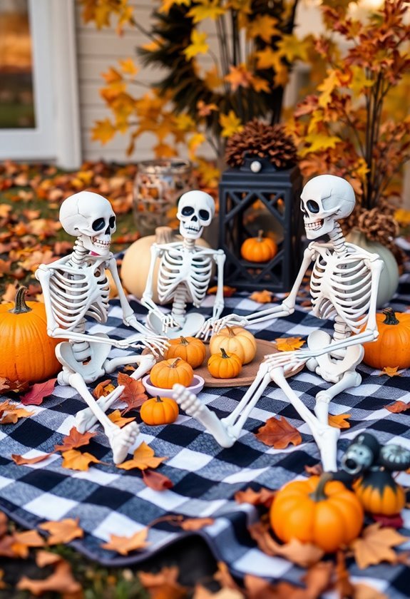 skeletons enjoying a picnic