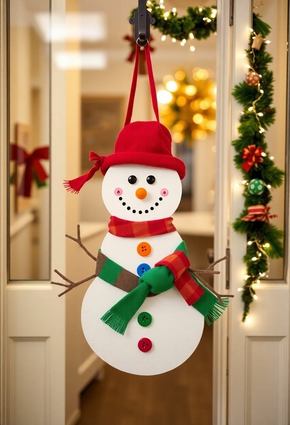 snowman themed door decoration project