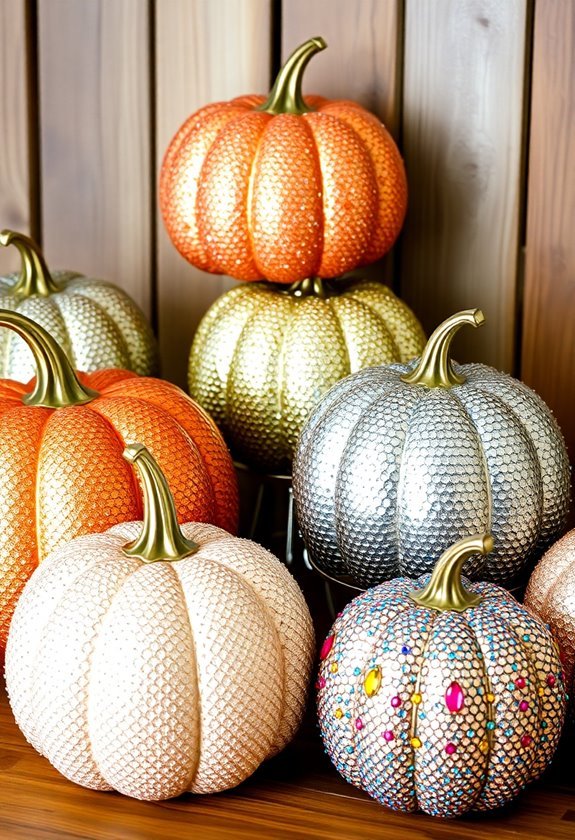 sparkly decorative autumn gourds