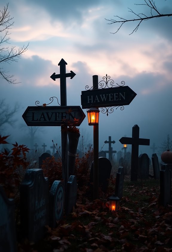 spooky cemetery warning signs