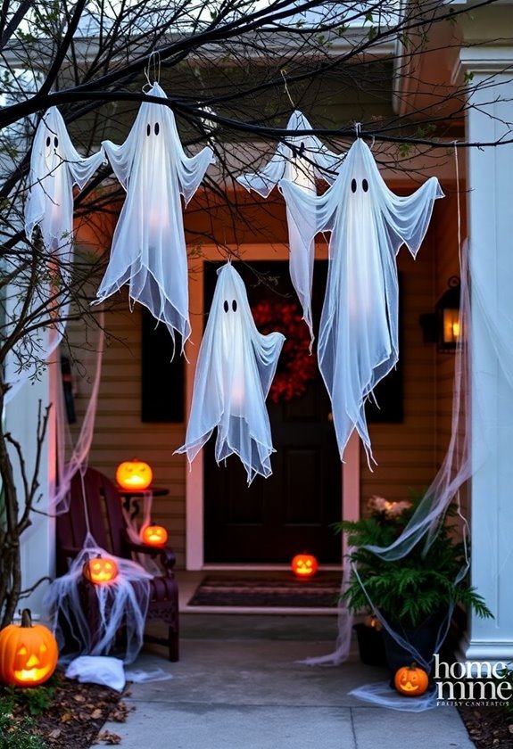 spooky outdoor decorations displayed