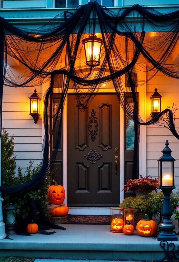 spooky spiderweb covered doorways