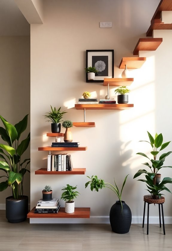 stylish wall mounted display shelves