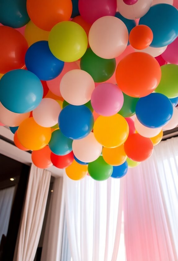 suspended balloon ceiling decor