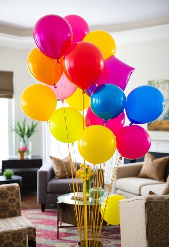 vibrant decorative balloon arrangements