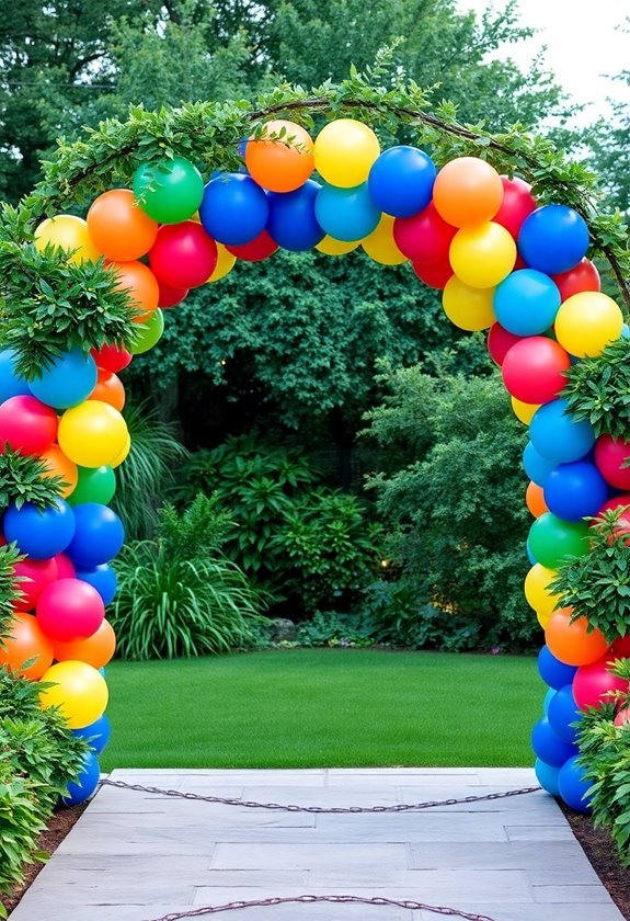 vibrant decorative balloon structures