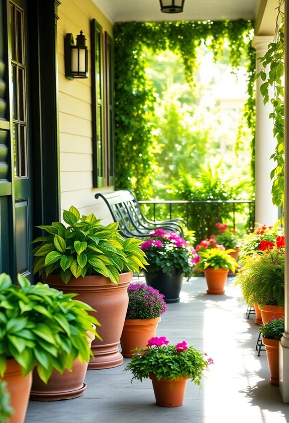 vibrant greenery in pots