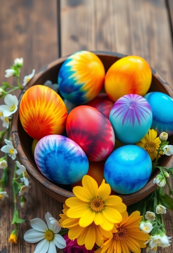 vibrant multicolored easter eggs