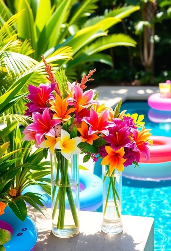 vibrant tropical flower displays