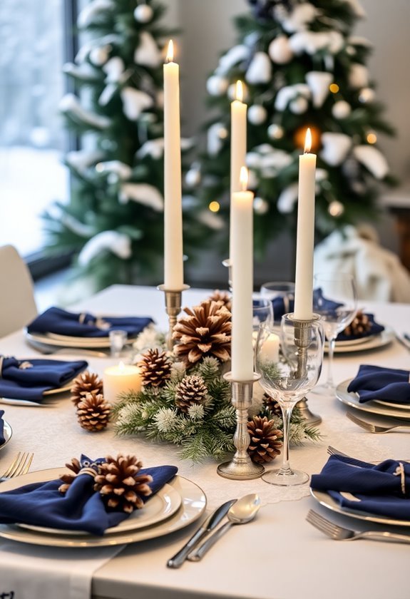 winter inspired dining arrangements