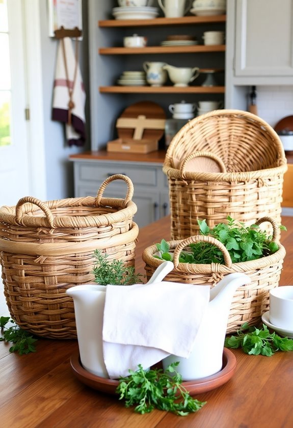 woven basket decorative accents